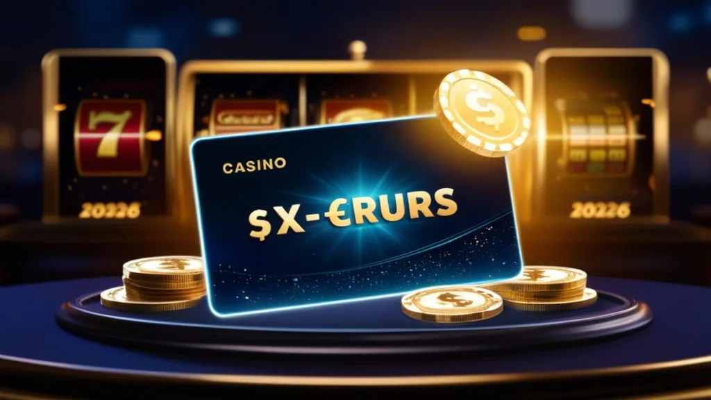 Scheda promozione da 6 euro in un casinò scuro con calendario 2026
